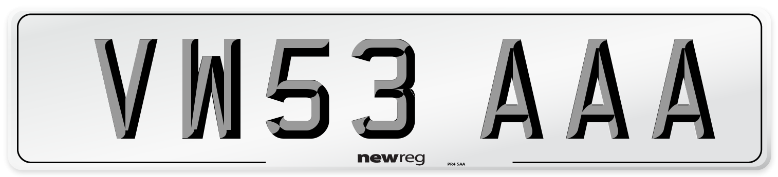 VW53 AAA Number Plate from New Reg